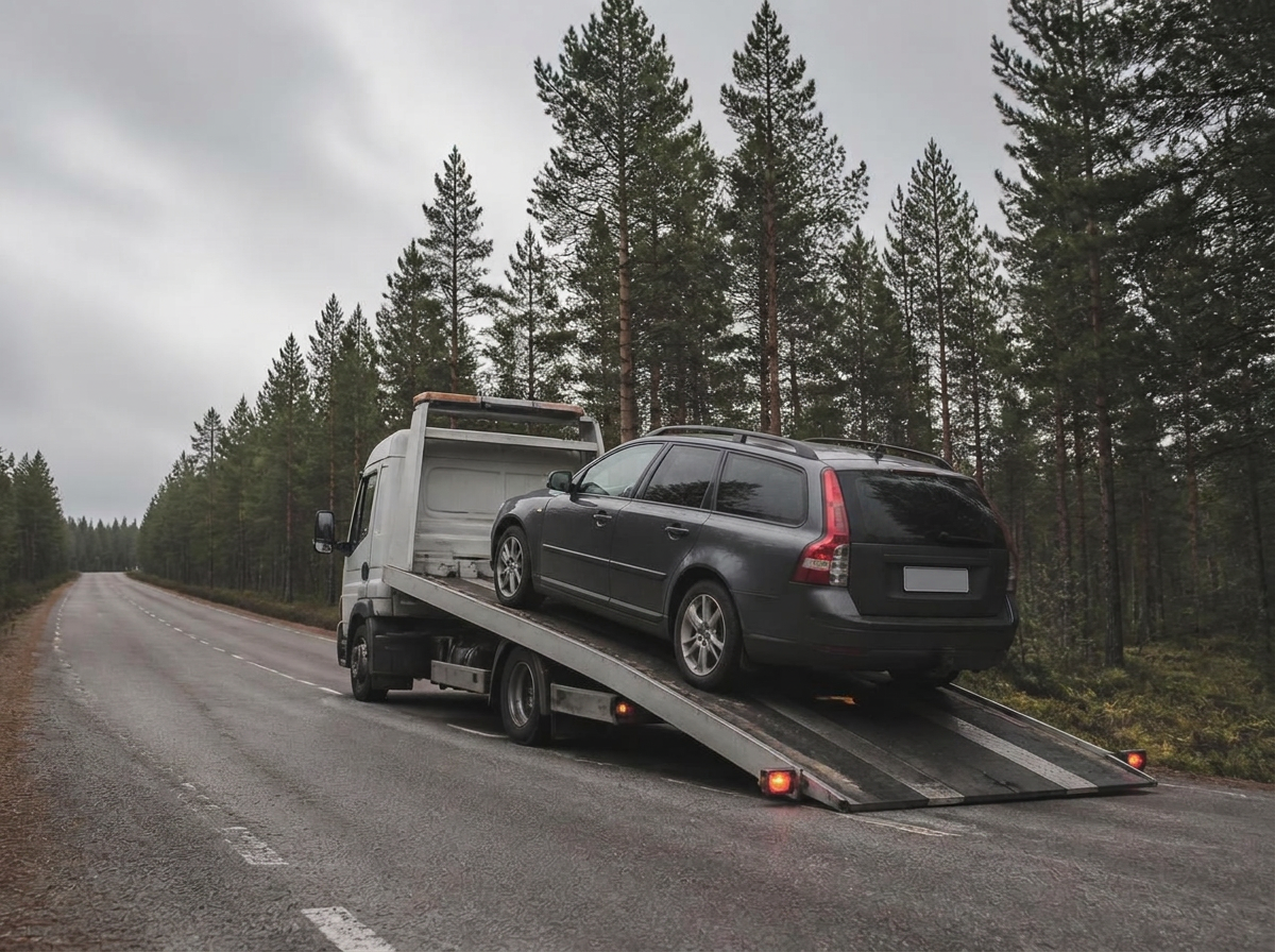 Bil lastas på biltransport